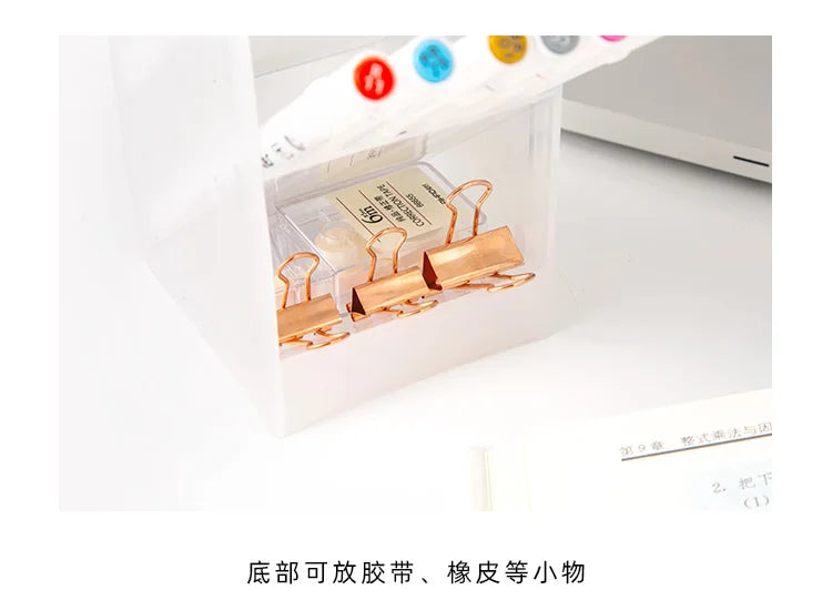 Oblique Insert Pen Holder Storage Box Pp Material Transparent Creative Simple Pen Bucket Office Desktop Student Stationery Set