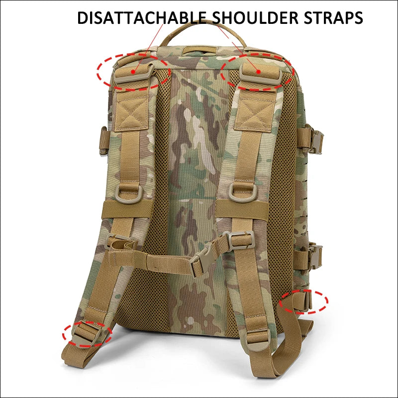 1000D Nylon Hunting Backpack Molle Plate Carrier Bag Light Weight Hiking Rucksack Compatible with Vest Sports Backpack