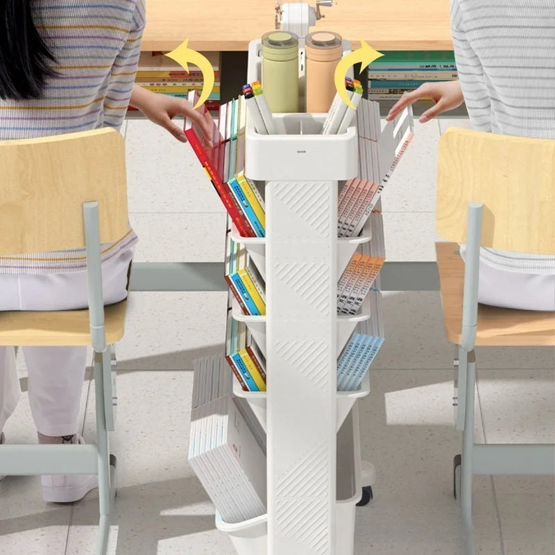 Household Desk Edge Floor Standing Movable Plastic Bookshelf With Pulley Student Book Office Storage Tool Multifunctional Shelf