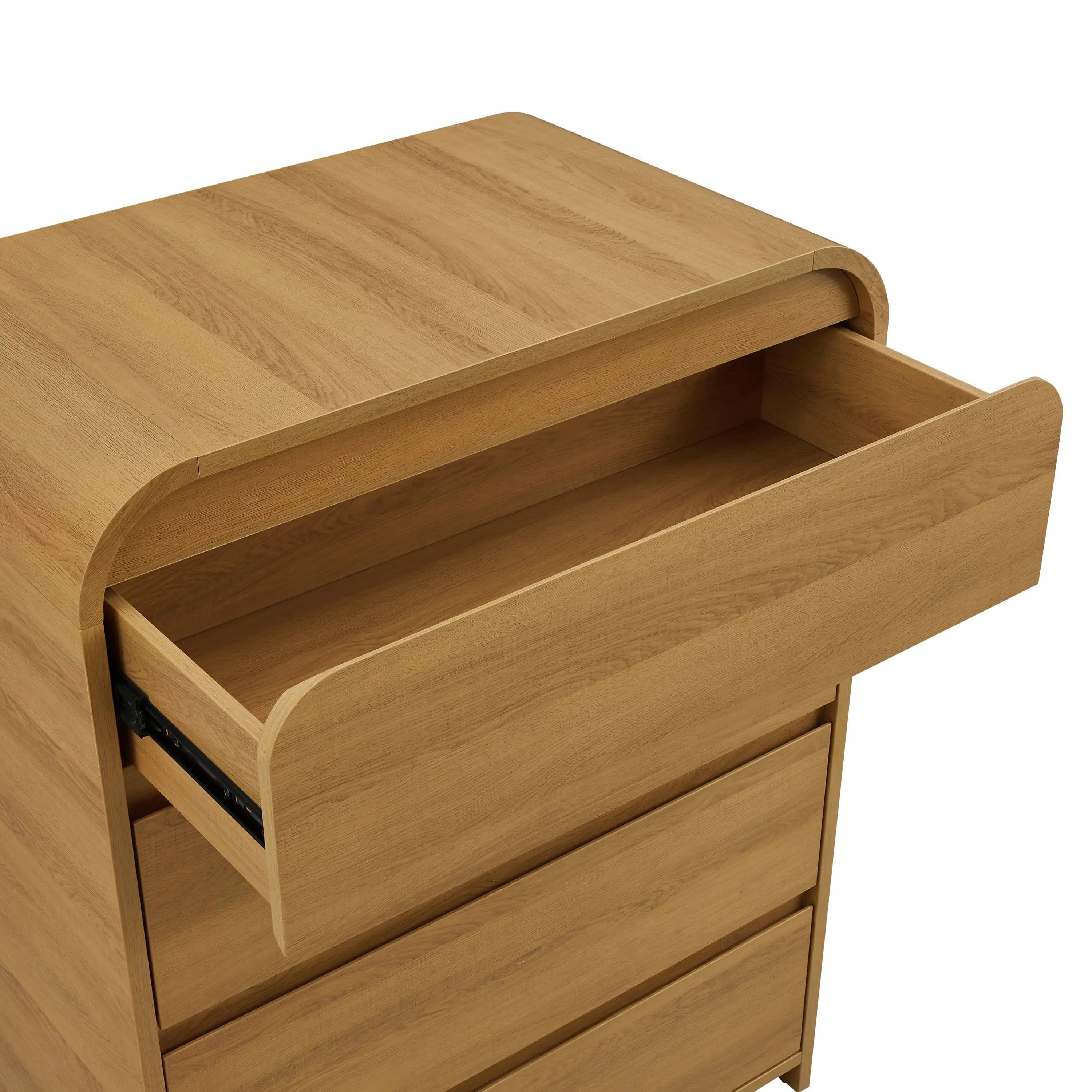 Juliet 4 Drawer Dresser Light Honey Finish Easily Opened and Closed with Sliding Rails for Better Ease of Use