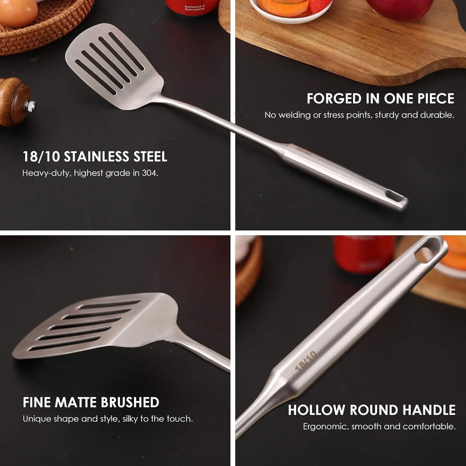 18/10 Stainless Steel Kitchen Utensils Set – 9-Piece Cooking & Serving Tools