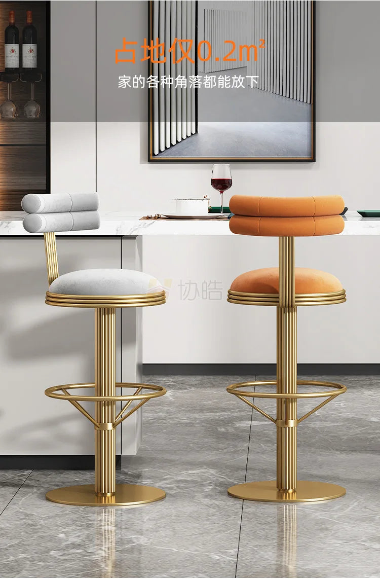 Dining Cafe Bar Stool Home Luxury Reception Modern Metal Chair Banquet Design Tall Bancos Para Barra Furniture Counter TD50DC