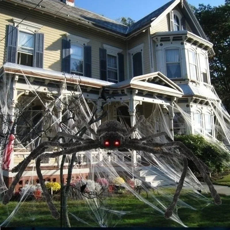 Halloween Big Plush Spider Horror Halloween Decoration Party Props Outdoor Giant Spider Decor 30-200cm Black Spider Plush Toys