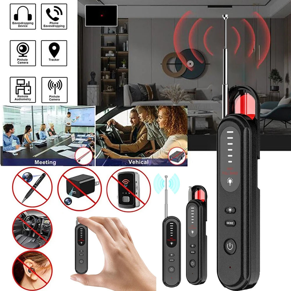 Hidden Camera Detector Anti-Spy Car GPS Tracker Listening Device Bug RF Wireless All Signal Scanner Gadget Security Protection