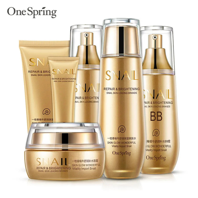 6pcs Snail Collagen Skin Care Sets Moisturizing Facial Set Skincare Products Face Cream Facial Cleanser Toner Face Care Kits