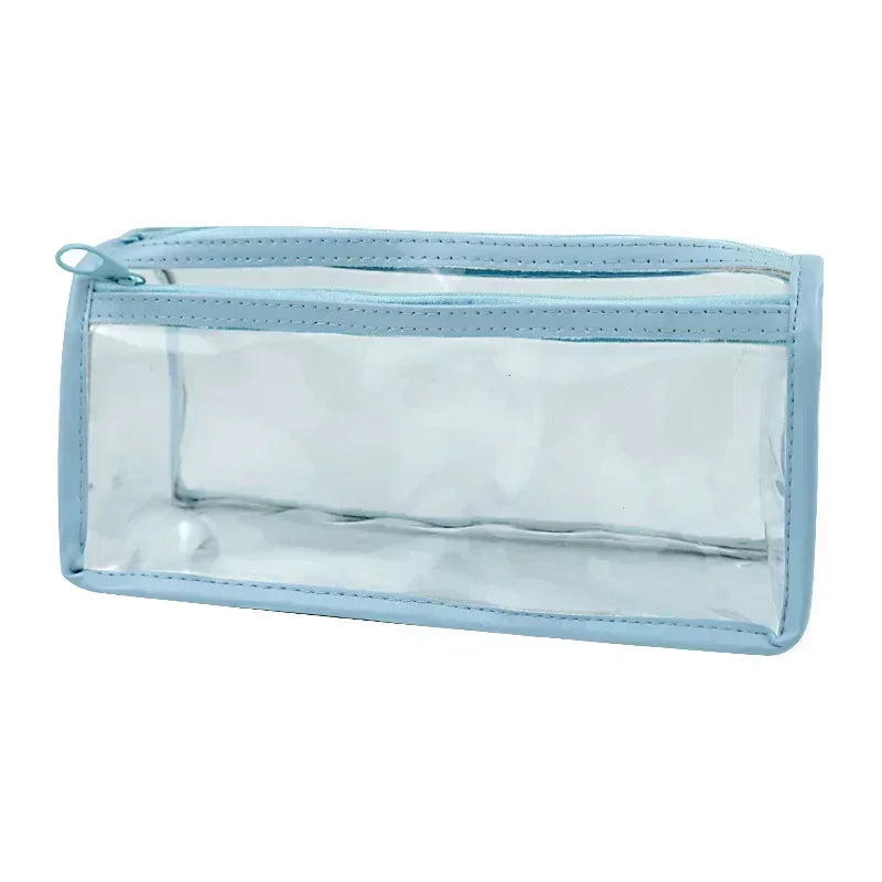 1 Pc Minimalist Pencil Case Fashion Blue White Color Series Pencil Bag High Capacity Waterproof Stationery Storage Bag Student