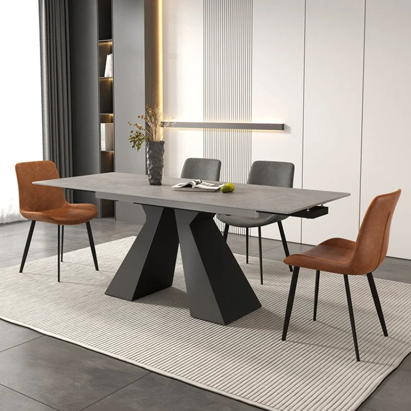 Modern Slate Dining Table Extendable Grey Simple Design Center Table Receptionist Nordic Mesas Comedor Kitchen Furniture HD50CZ