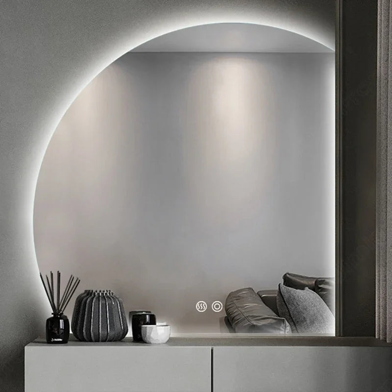 Decoration Home Mirrors Aesthetic Tabletop Bathroom Mirror Nordic Simplicity Semicircle Mirror Originality Design Led Makeup