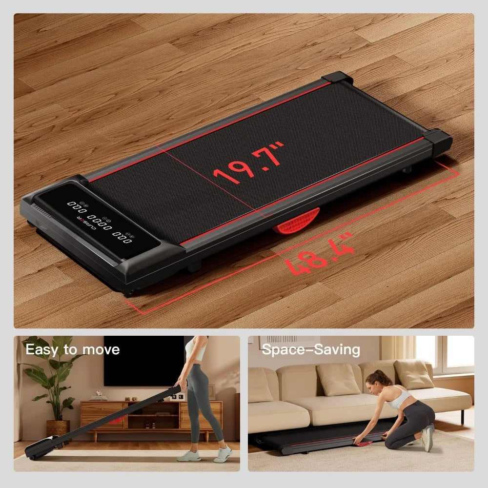 Under-Table Treadmill with Full Screen Display for Small Walking Pad for Families, 2.5 HP Silent Brushless, 265 lbs Capacity ...