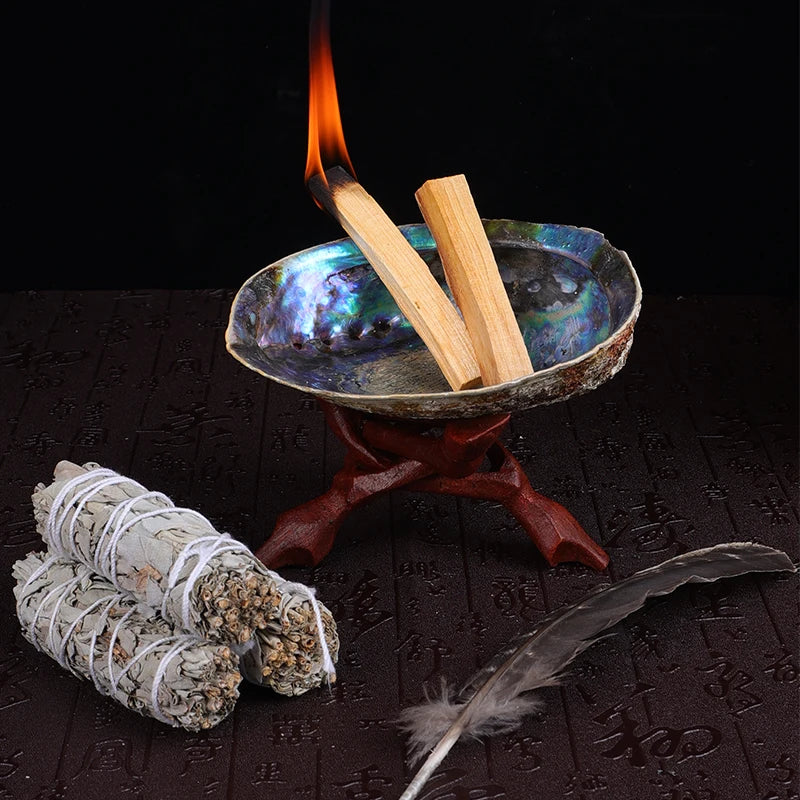 Palo Santo White Sage Stick Set with Abalone Shell Smudge Stick Wand for Spiritual Incense Sticks Burning Aromatherapy Energy