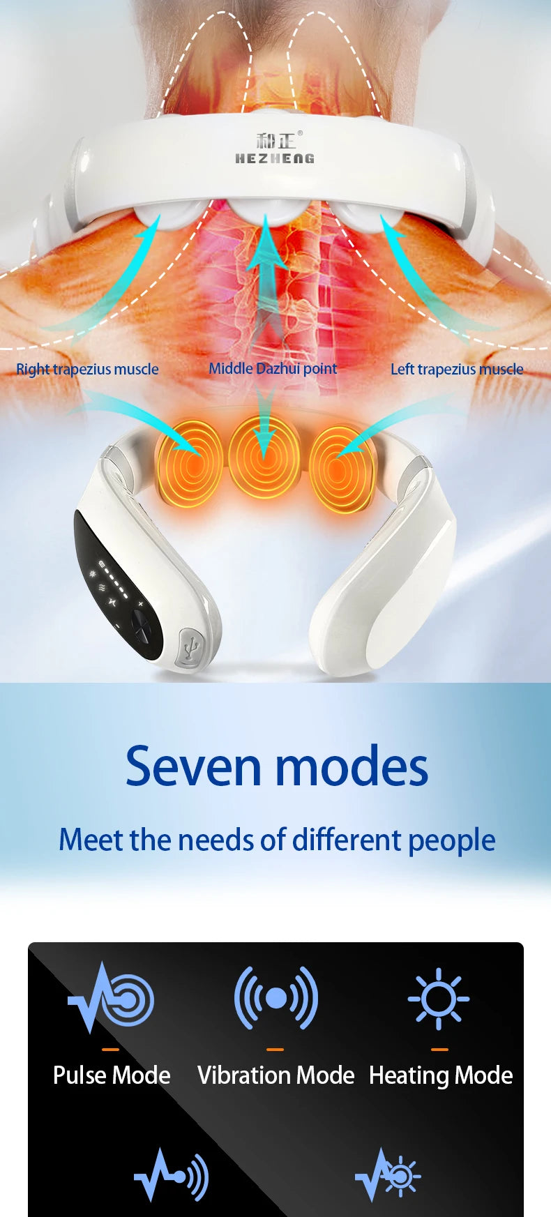 New Product Ideas 2024 Smart Health Wellness Neck Care Massager TENS Heating Therapy Muscle Pain Relief cervical Massage Device