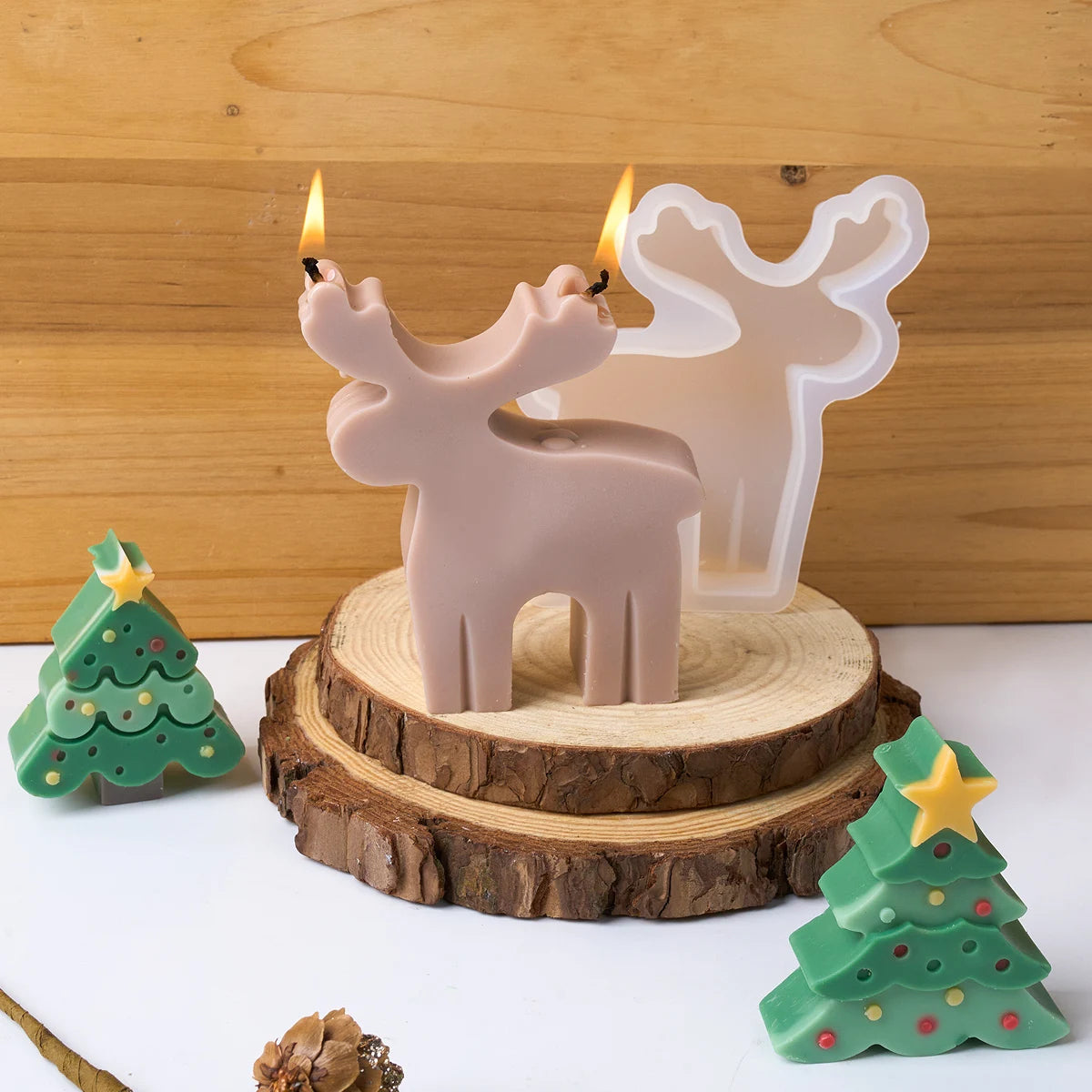 Christmas Tree Silicone Candle Mold DIY Handmade Snowflake Elk Scented Candles Soap Molds Plaster Resin Craft Making Home Decor