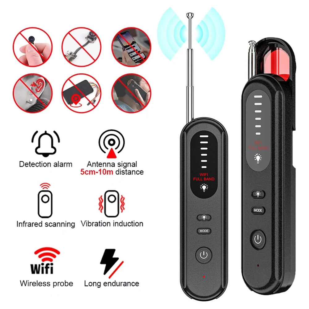 Hidden Camera Detector Anti-Spy Car GPS Tracker Listening Device Bug RF Wireless All Signal Scanner Gadget Security Protection