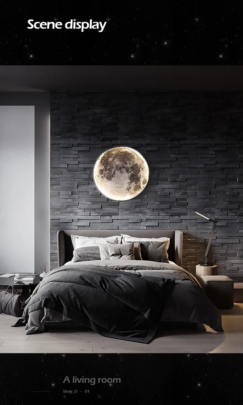 Modern minimalist moon wall lamp creative mural living room background wall decoration lamp art bedside wall light