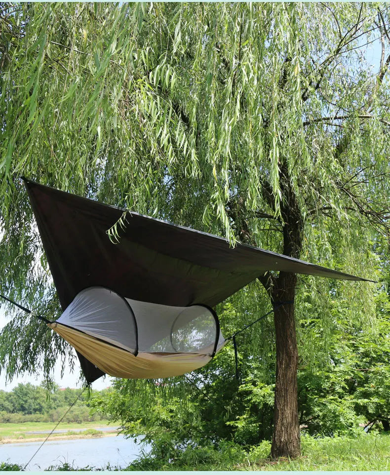 Enjoy cross-border exclusive hammock outdoor double person anti rollover 210T nylon spinning pole anti mosquito hammock