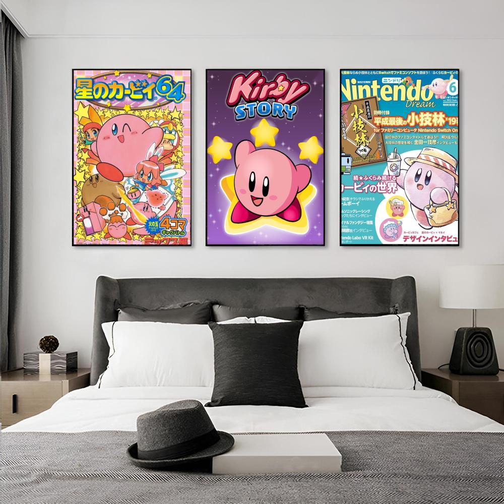 Cartoon Cute K-Kirby Poster Poster Paper Print Home Living Room Bedroom Entrance Bar Restaurant Cafe Art Painting Decoration