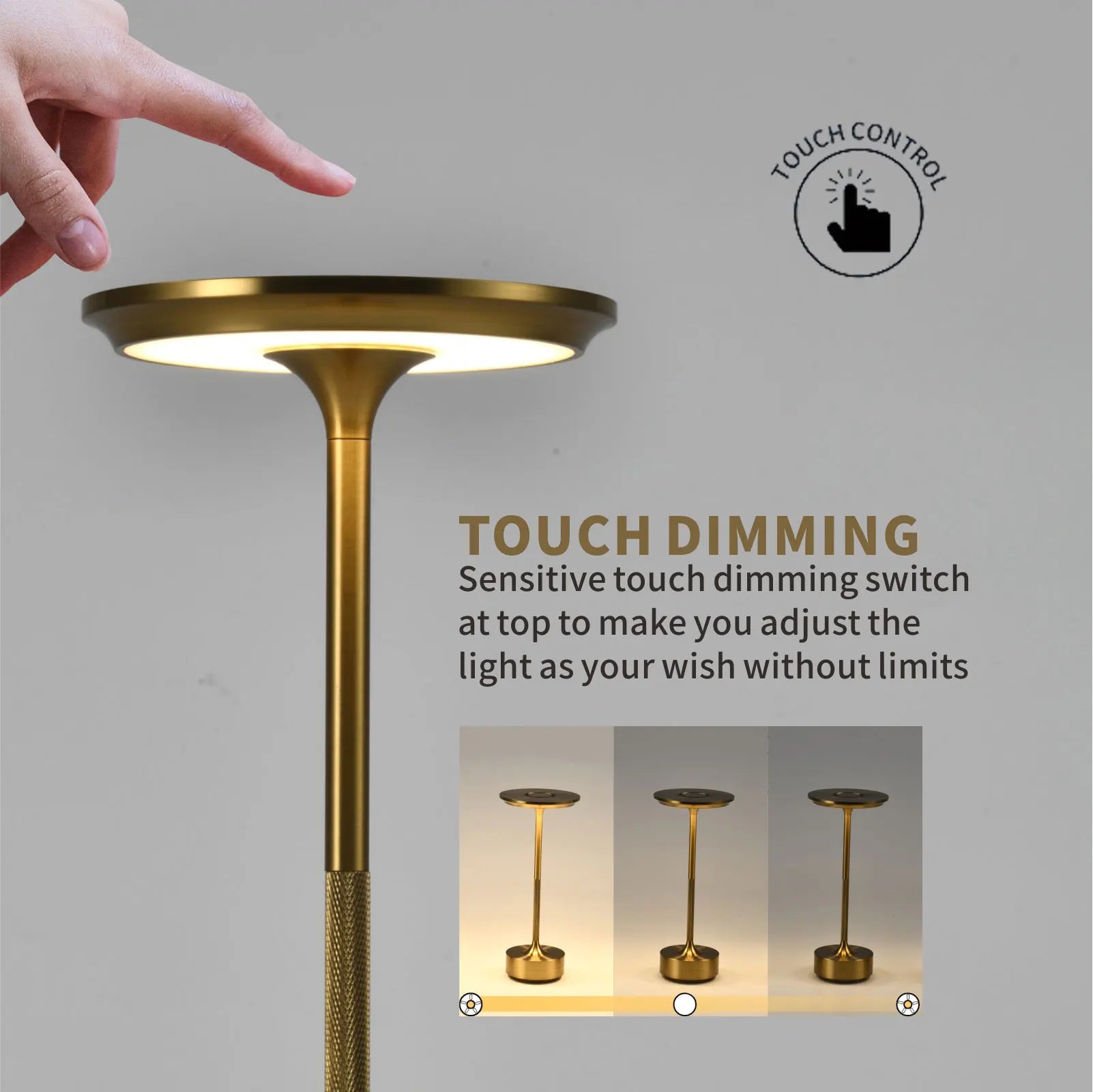 Simple Recharge Table lamp Restaurant Bar Desk Lamp Dimming Atmosphere Waterproof IP40 USB Charging Touch Switch Decoration Lamp