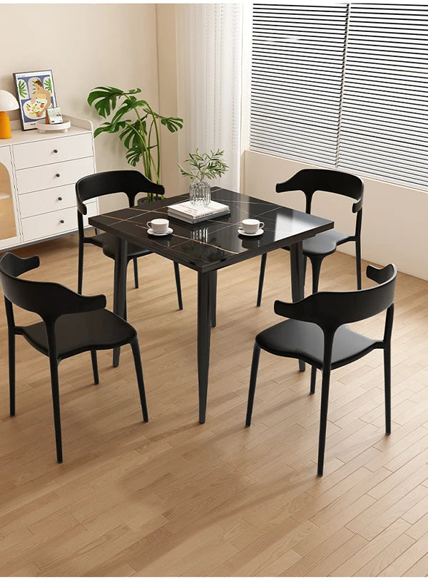 Bistro Slate Kitchen Tables Black Coffee Nordic Retro Dining Table Poker Minimalist Tavoli Da Pranzo Small Furniture HD50CZ