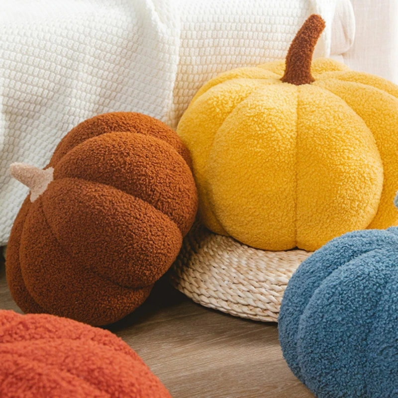 Pumpkin Throw Pillows Happy Halloween Fall Decorative Pumpkin Shaped Pillow Cute 3D Shaped Cushion for Bedroom Sofa