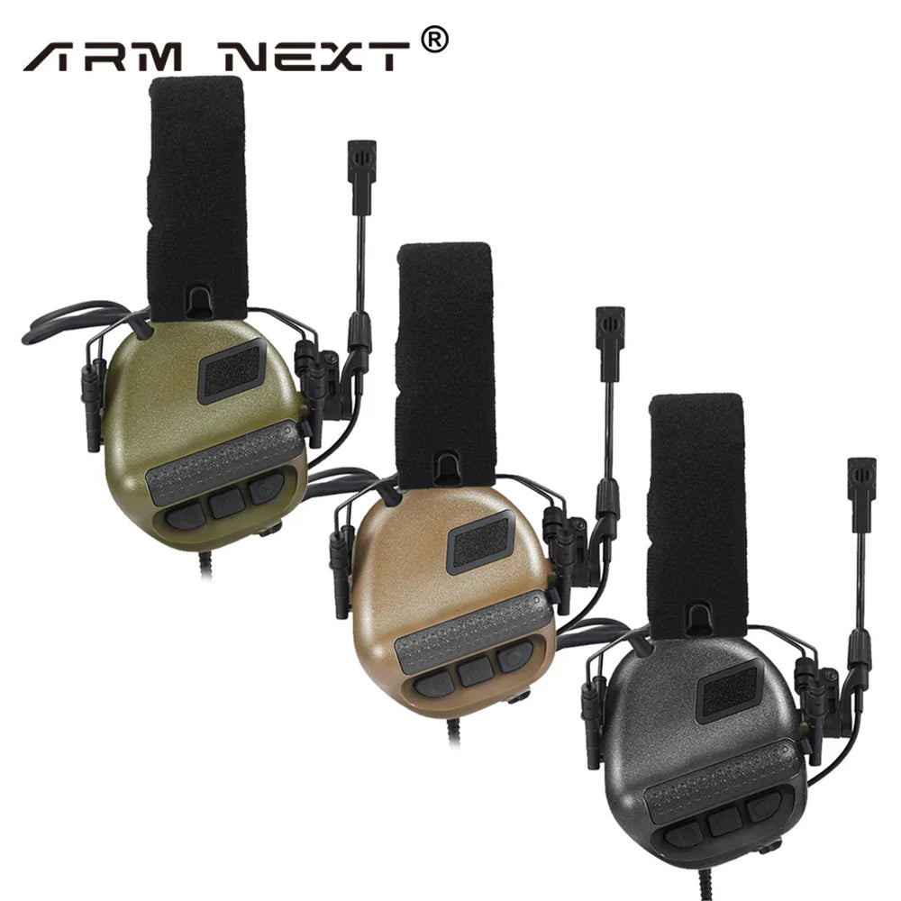 ARM NEXT F10 Electronic Tactical Headphones with Kenwood PTT Adapter Shooting Protection Professional Noise Canceling Earmuffs