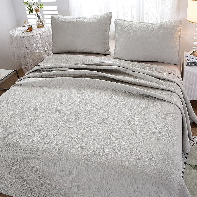 Elegant Cotton Embroidered Quilt Set – 3-Piece Bedspread Collection