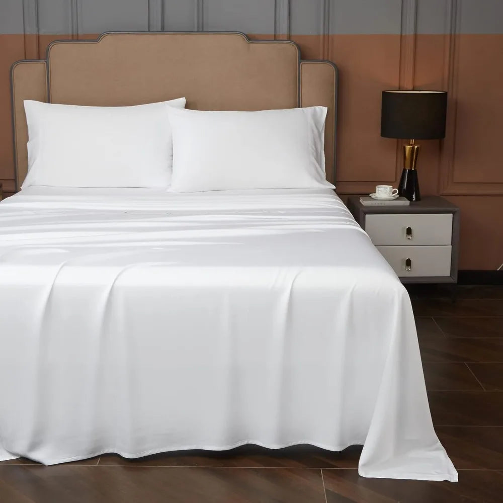 White Bamboo Sheets LuxuryBreathable Cooling Bed Sheets No Sweat Comforter Sets Linen Home Textile Garden