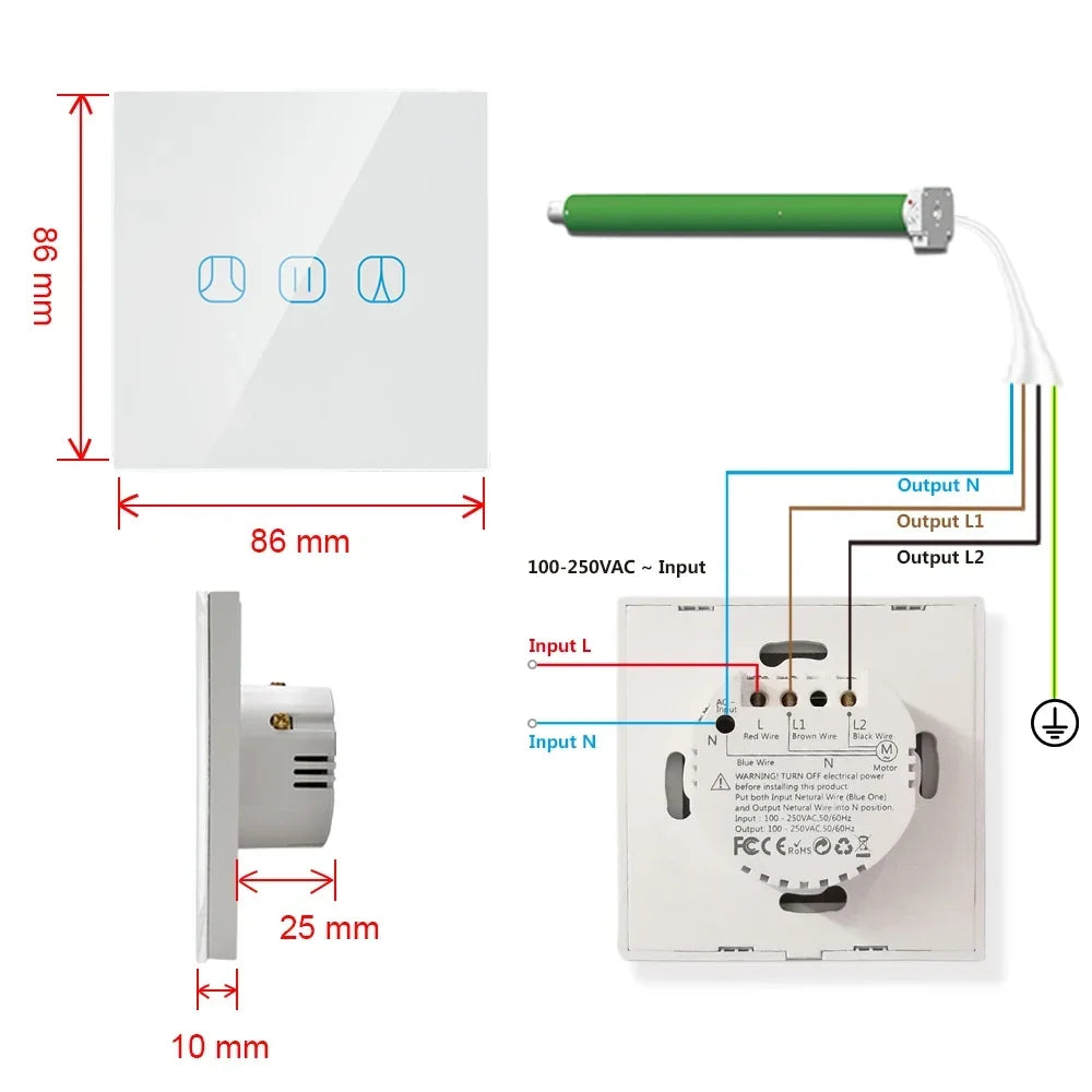 Shawader Wi-Fi Smart Curtain Switch Timer Blinds Clock Watch Shutter Tubular Motor Roller Remote by Alexa Google Home Assistant