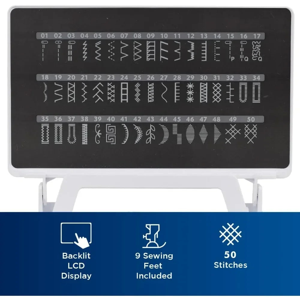 ST150HDH Sewing Machine, Strong & Tough, 50 Built-in Stitches, LCD Display, 9 Included Feet