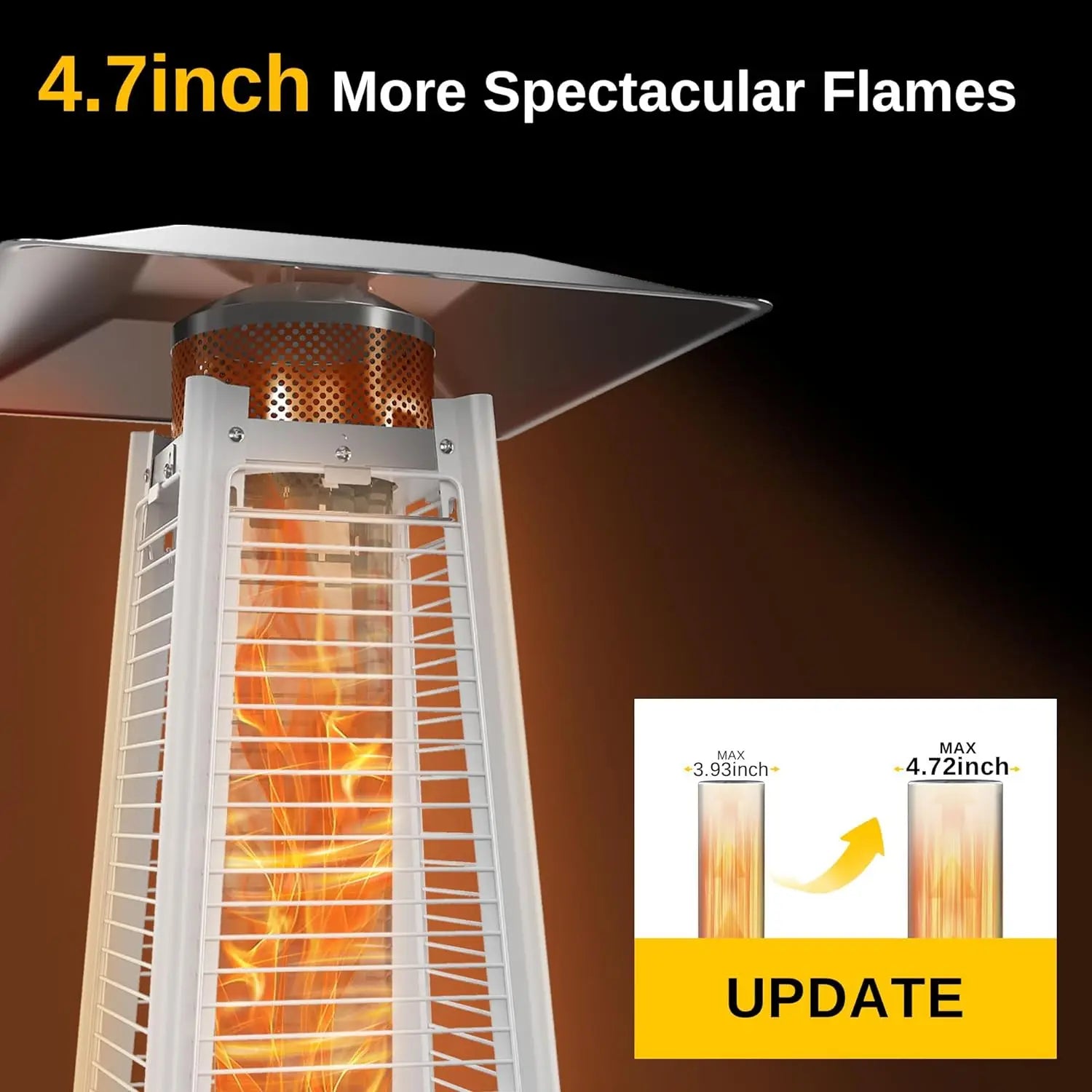 Pyramid Patio Heater, 48,000 BTU Outdoor Patio Heater, Quartz Glass Tube Propane Heater