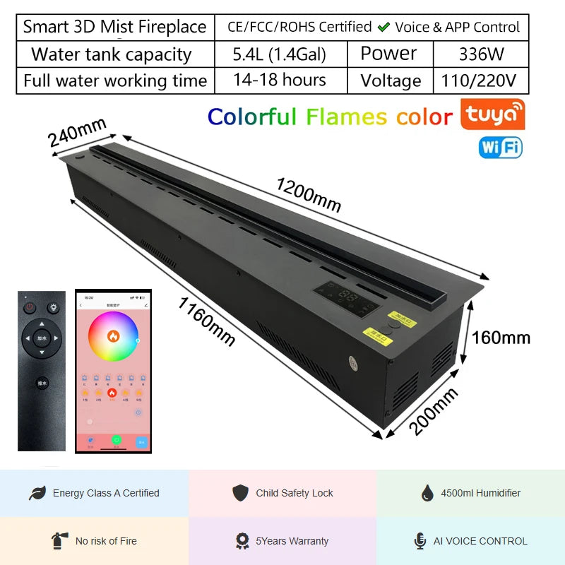 LumiGlow Smart Electric Fireplace