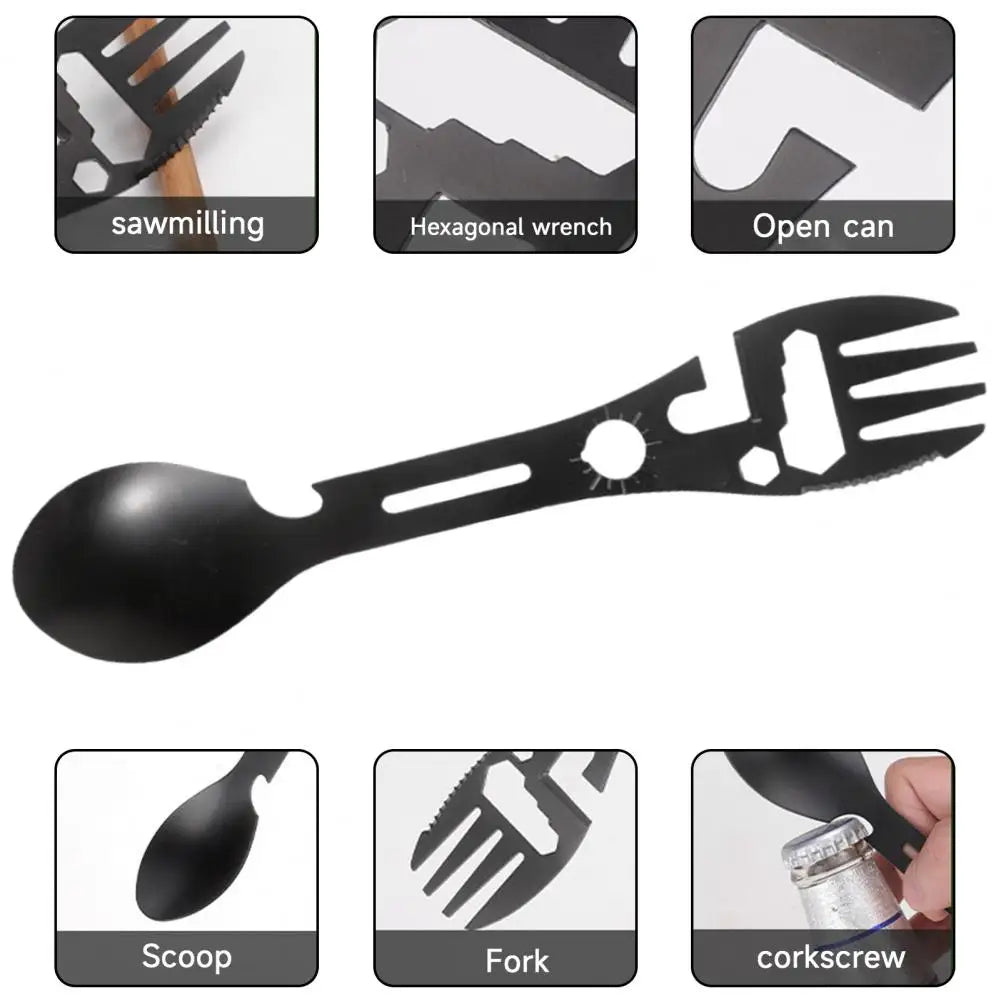 Outdoor Fork Spoon Tableware Multifunctional Lightweight Utility Spoon Picnic Bottle Opener Camping Survival Tool