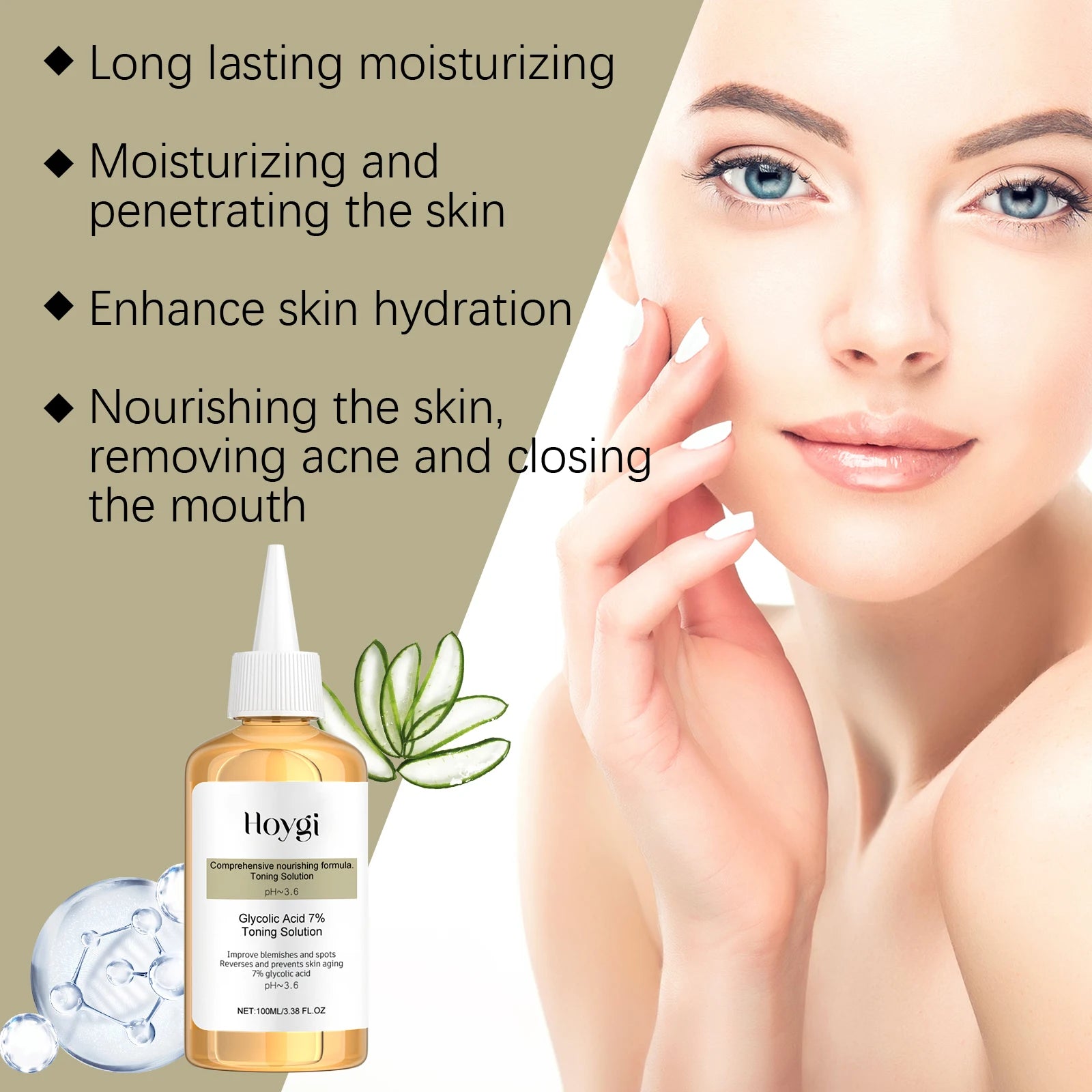 Glycolic Acid Toning Solution for Face Oil Control Acne Remover Shrink Pores Toner Deep Moisturizing Skin Rejuvenation Essence