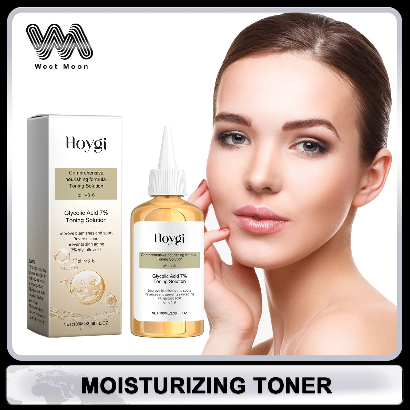 Glycolic Acid Toning Solution for Face Oil Control Acne Remover Shrink Pores Toner Deep Moisturizing Skin Rejuvenation Essence