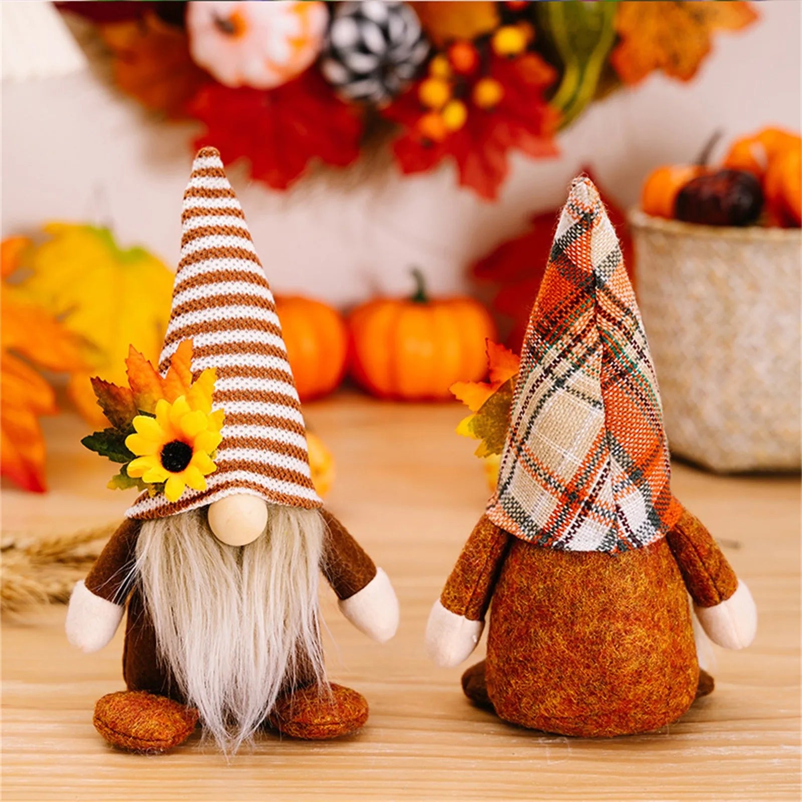 Fall Gnome Sunflower Maple Doll Harvest Autumn Elf Dwarf Plush Faceless Dolls Ornaments for Home Halloween Thanksgiving Decor