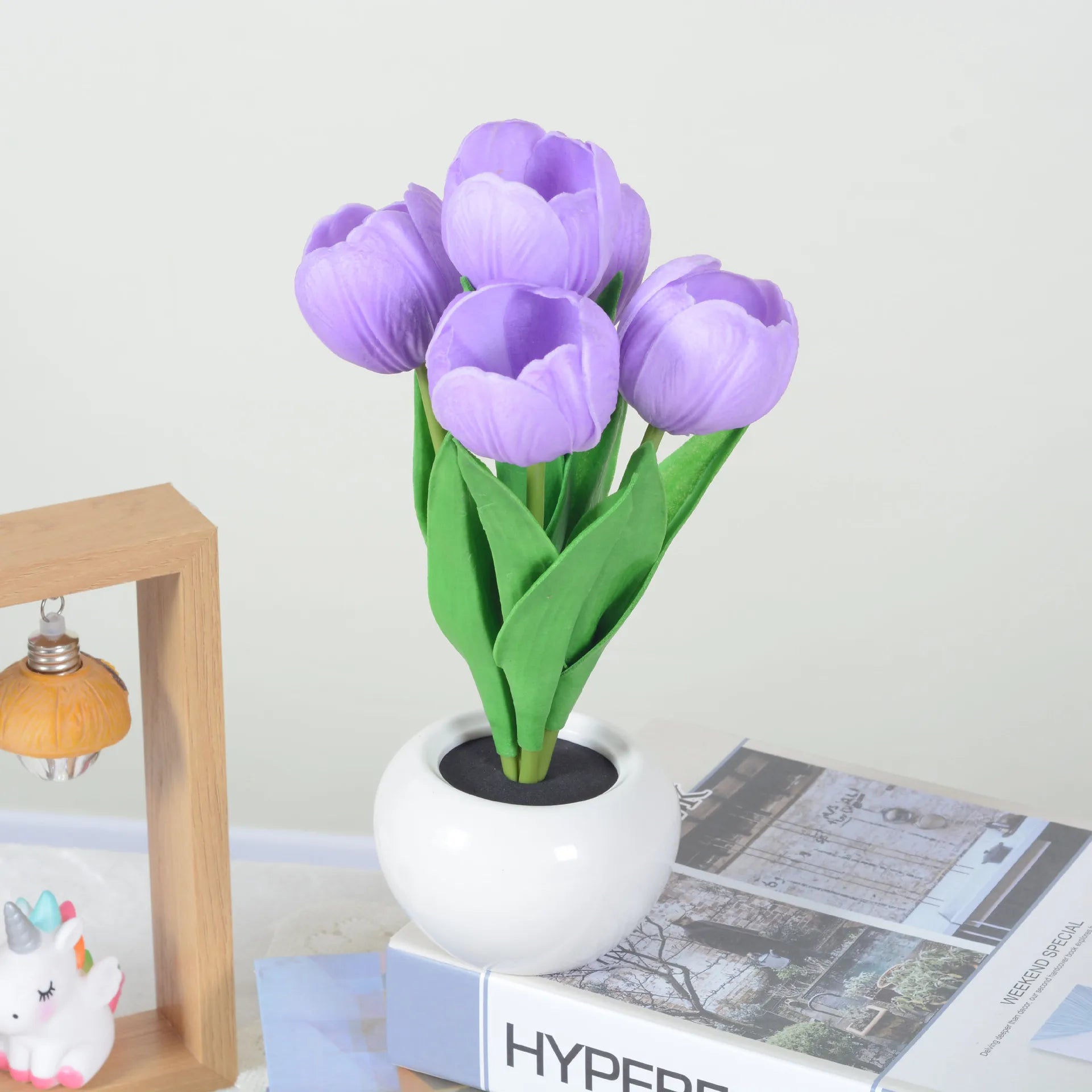 LED Tulips Artificial Flowers Table Lamp Bedroom Besides Night Lamp Bouquet Night Light for Home Garden Decoration