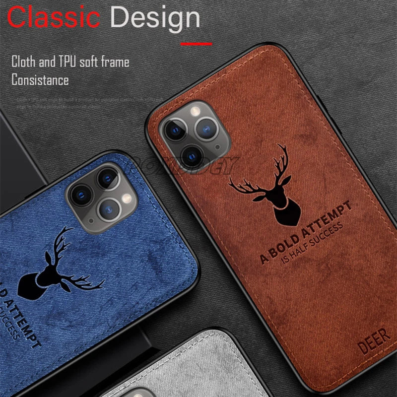 Lanyard Vintage Deer Logo Phone Case For Xiaomi Mi 14 13 12 11 10 13T 12T 11T 10T Lite Poco X3 F3 F4 F5 X6 Pro Cloth Back Cover