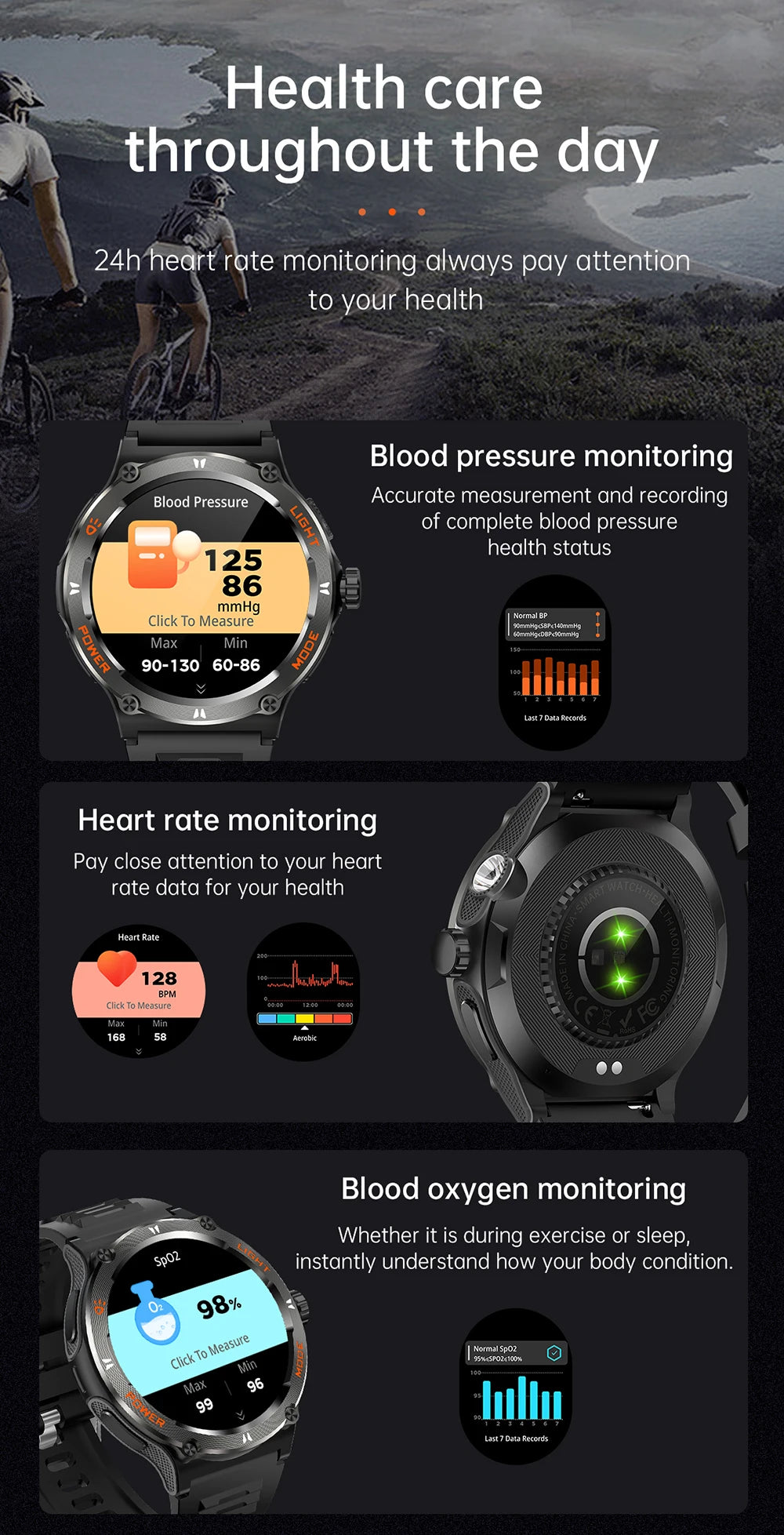 MEVADEN 2024 New Smart Watch Men Bluetooth Call Sports Fitness Tracker Health Monitor Compass Flashlight Smartwatch 500mAh