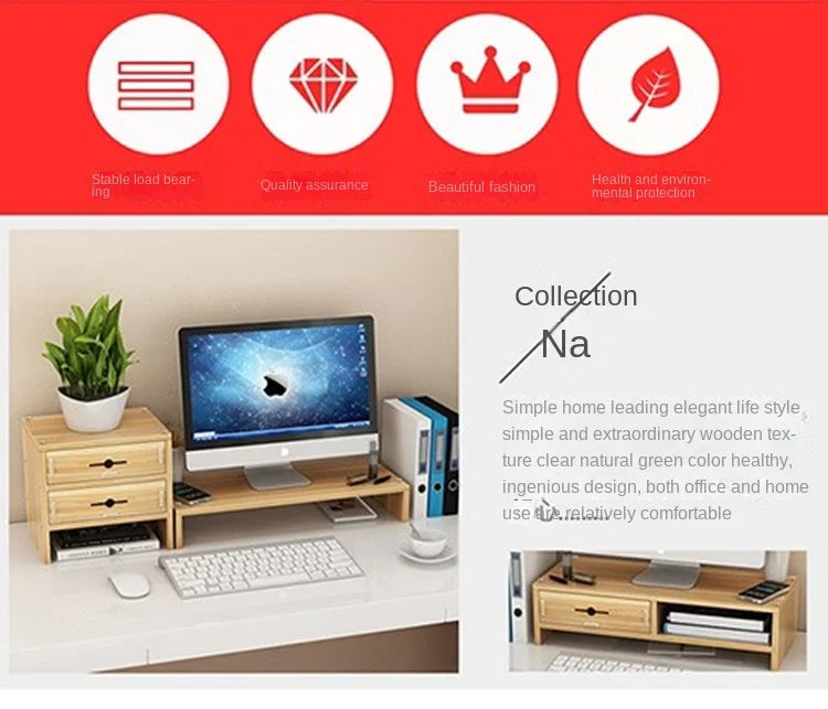 Desktop Monitor Elevated Rack Laptop Office Desk Shelf Keyboard Storage Organizing Desktop Storage Box