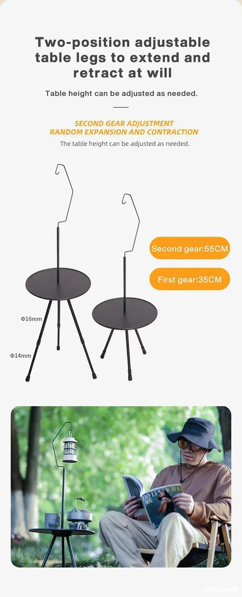 Outdoor tripod dining hiking picnic lifting folding round  portable telescopic aluminum alloy coffee mini