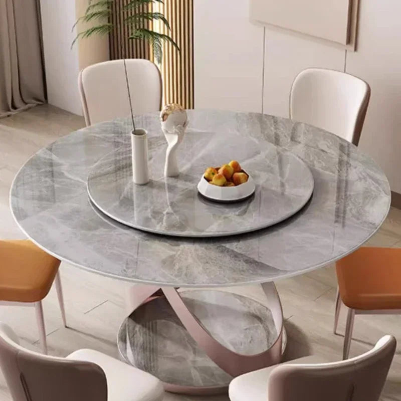 Nordic Luxury Dining Tables Round Simple Design Slate Bedside Table Modern Metal Juegos De Comedor Kitchen Furniture HD50CZ