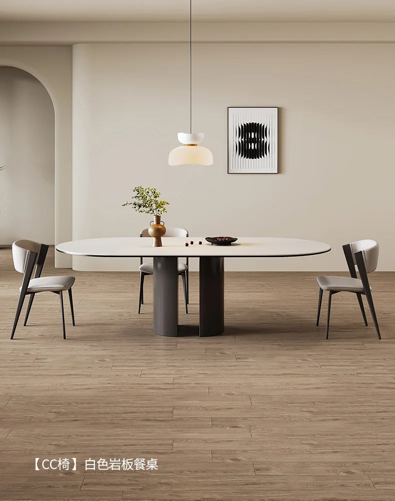 Minimalist Modern Dining Table Oval Receptionist Coffee Slate Bar Tables Simple Design Muebles Cocina Kitchen Furniture HD50CZ