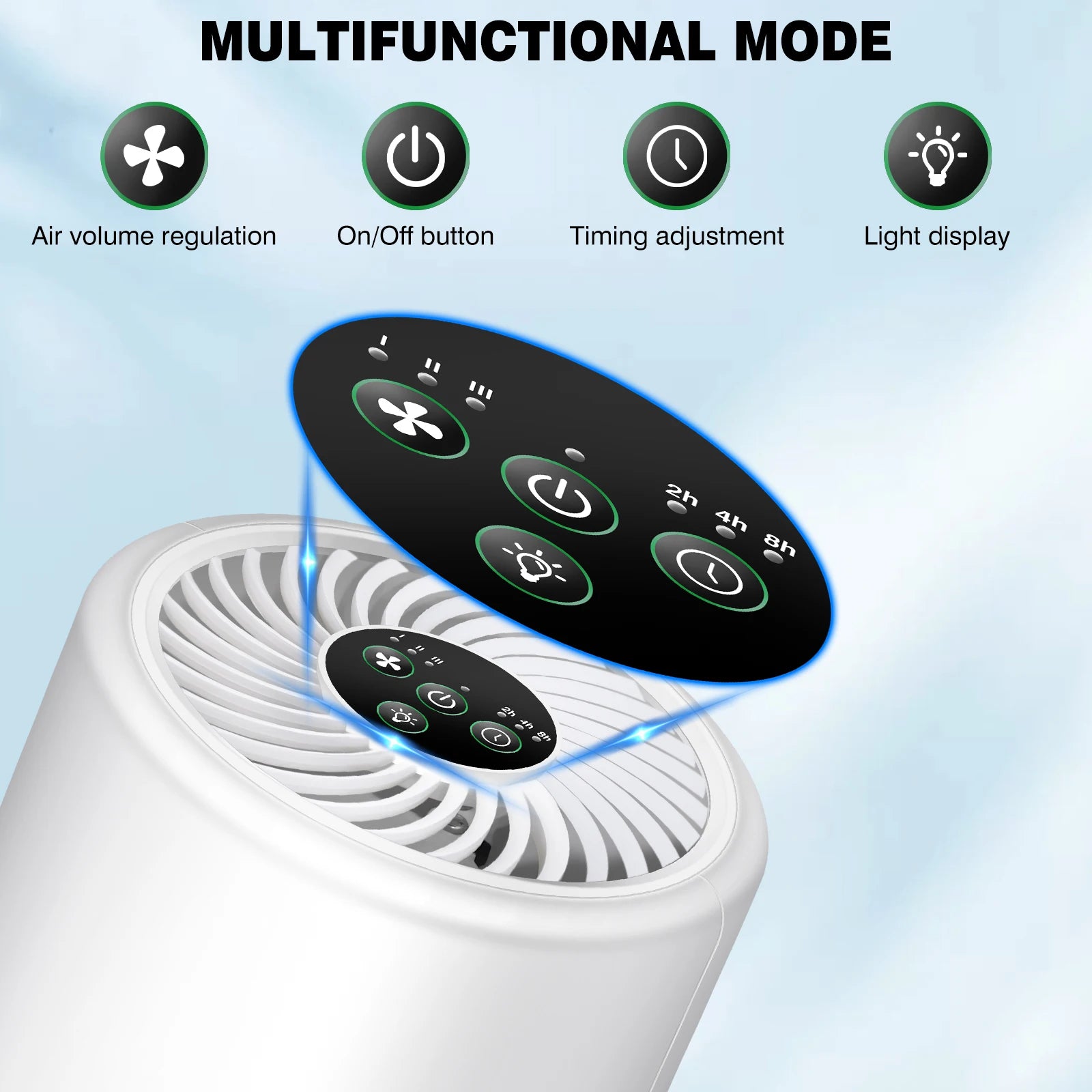 PRO. Air Purifier for Home, Allergies and Pets Hair, Smokers, H13 True HEPA Filter Removes 99.97% of Pollutants, Low Noise