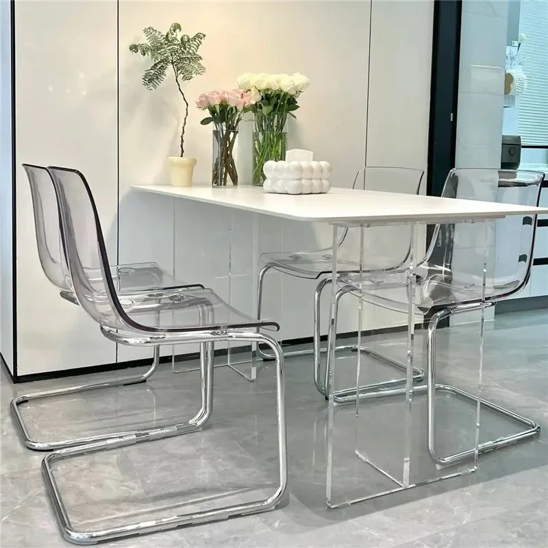 Transparent Simple Dining Table Modern Acrylic Modern Nordic Kitchen Tables Design White Tavoli Da Pranzo Small Furniture HD50CZ