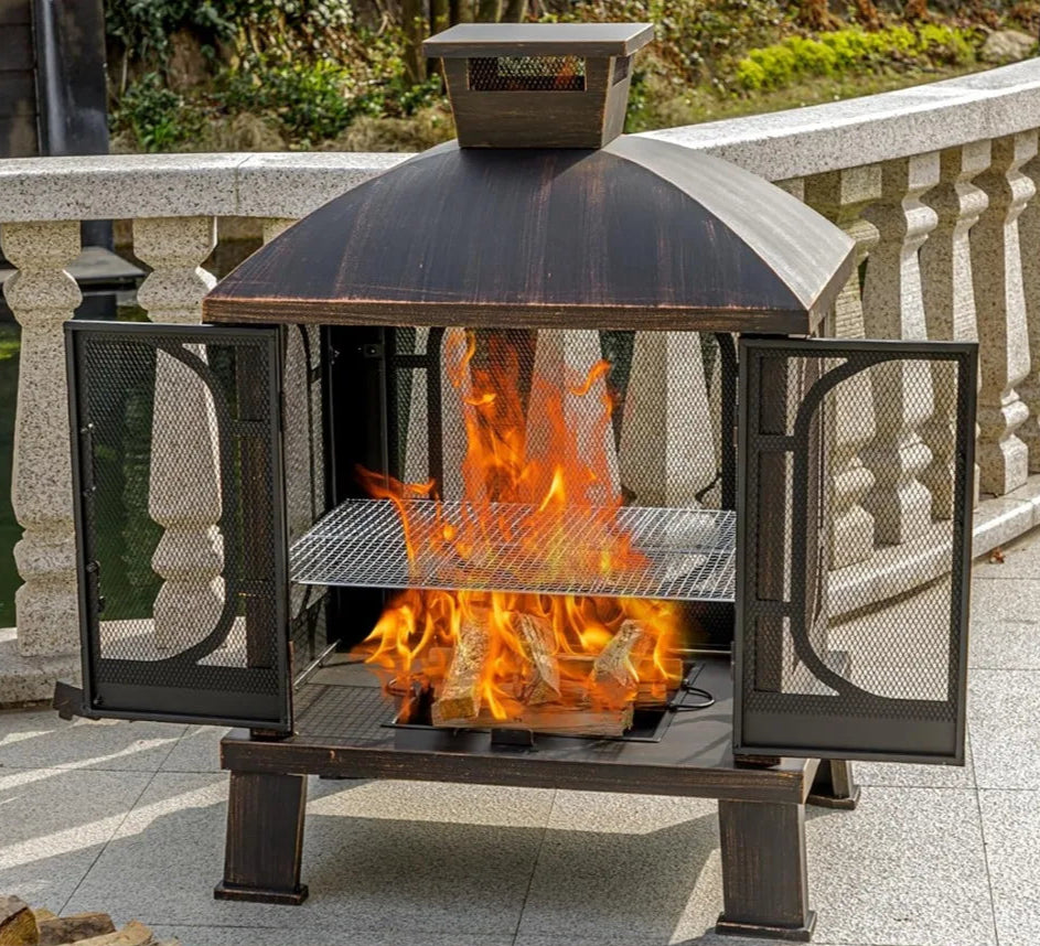 ForgeFlame Square Chiminea Fire Pit