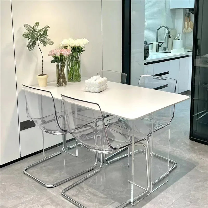 Transparent Simple Dining Table Modern Acrylic Modern Nordic Kitchen Tables Design White Tavoli Da Pranzo Small Furniture HD50CZ