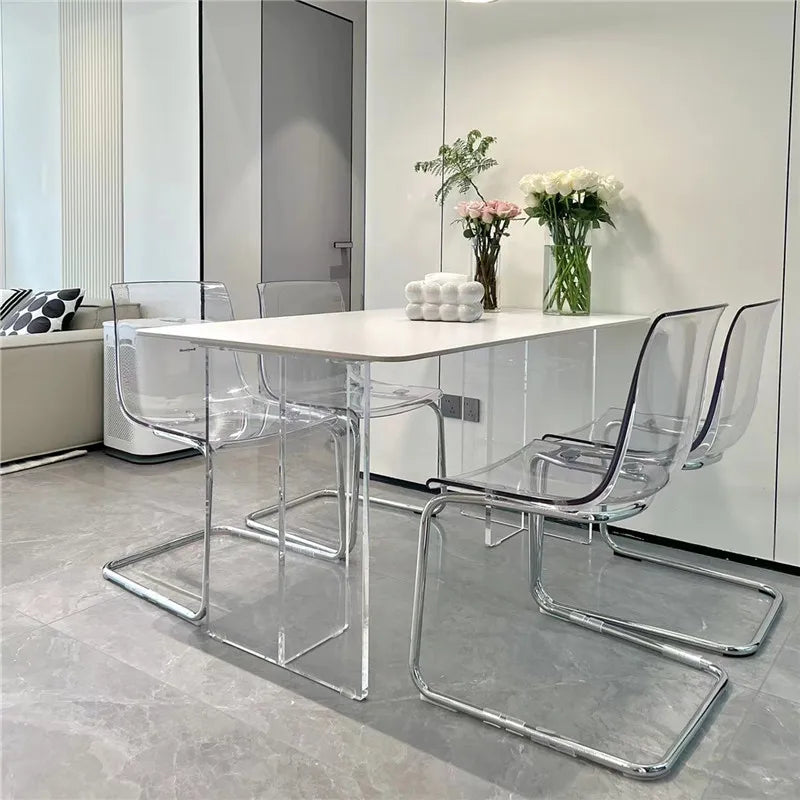 Transparent Simple Dining Table Modern Acrylic Modern Nordic Kitchen Tables Design White Tavoli Da Pranzo Small Furniture HD50CZ