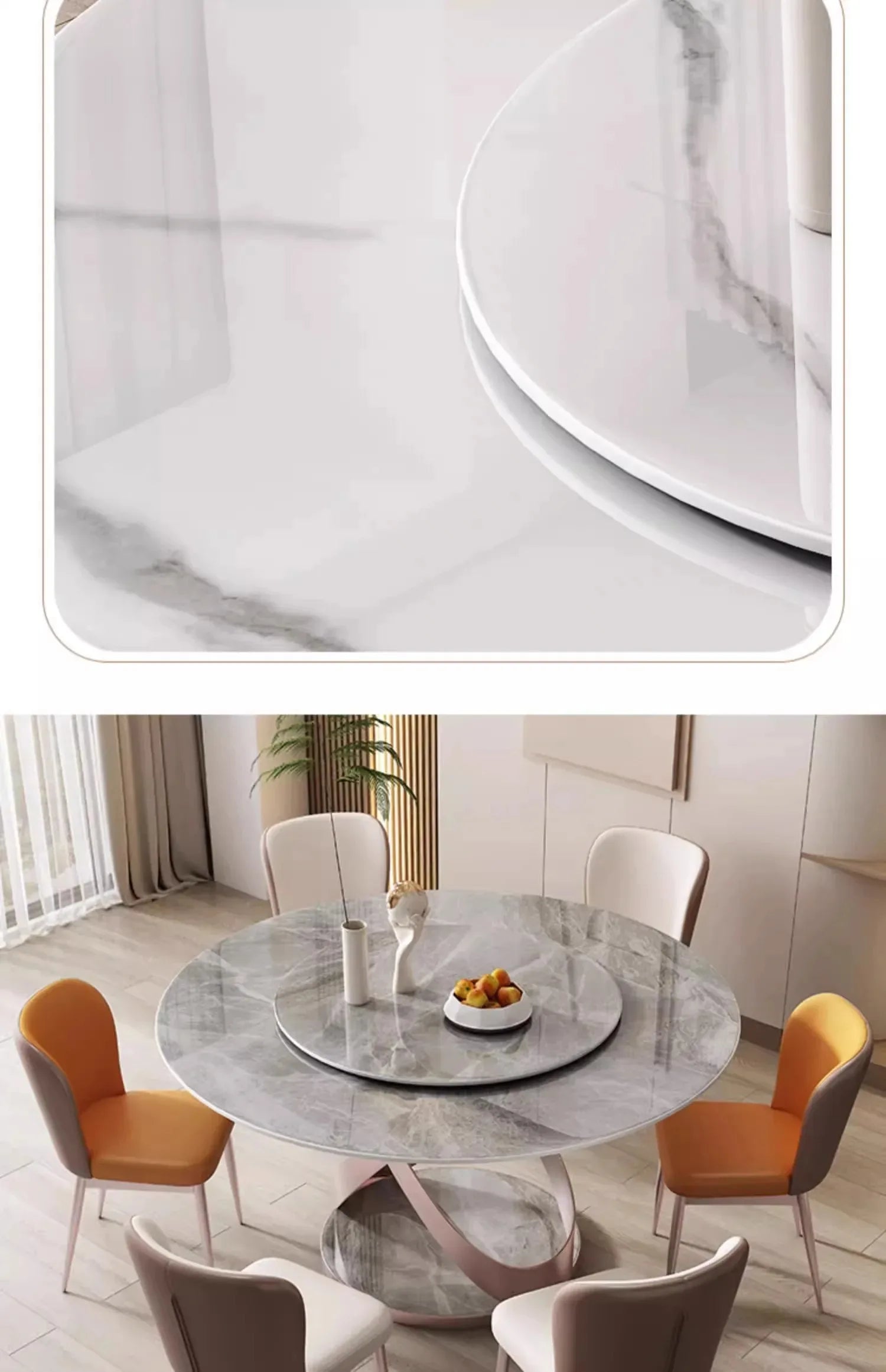 Nordic Luxury Dining Tables Round Simple Design Slate Bedside Table Modern Metal Juegos De Comedor Kitchen Furniture HD50CZ