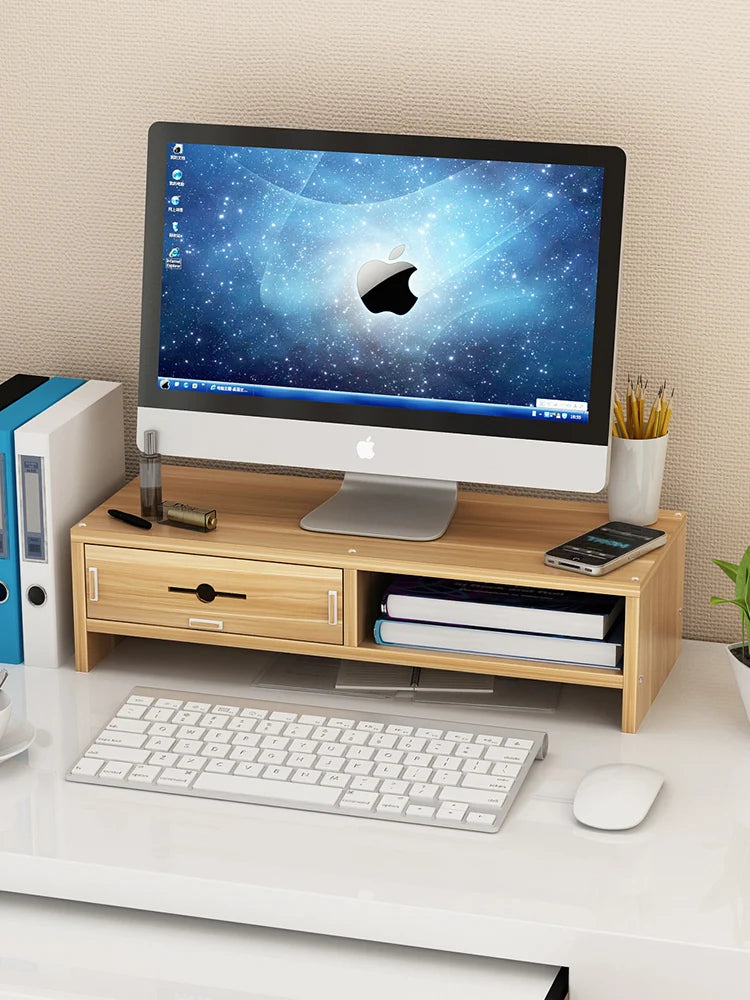 Desktop Monitor Elevated Rack Laptop Office Desk Shelf Keyboard Storage Organizing Desktop Storage Box