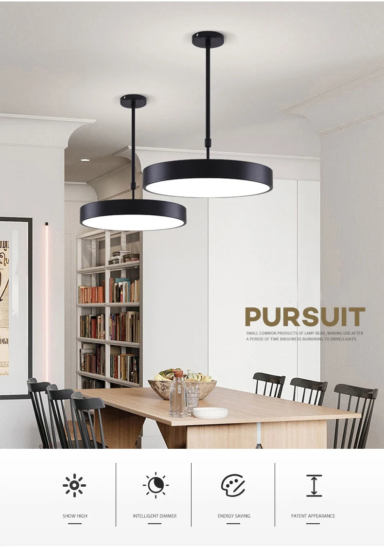 Modern simple led round ceiling lamp restaurant study clothing store shop office lamp creative personality chandelier