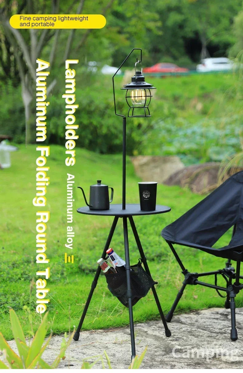 Outdoor tripod dining hiking picnic lifting folding round  portable telescopic aluminum alloy coffee mini